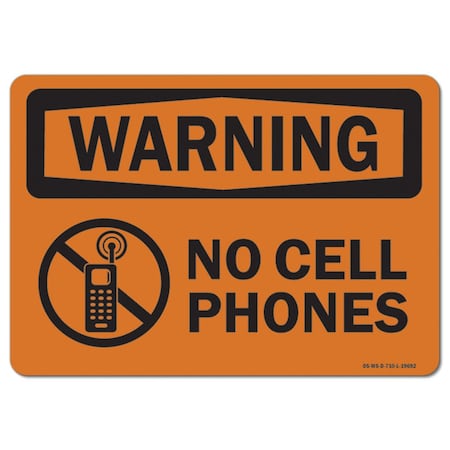 Signmission Safety Sign, OSHA Warning, 10" Height, Rigid Plastic, No Cell Phones, Landscape OS-WS-P-1014-L-19692